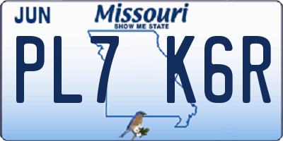 MO license plate PL7K6R