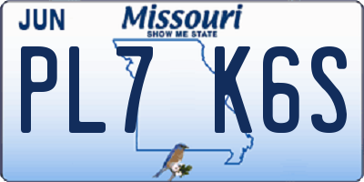 MO license plate PL7K6S