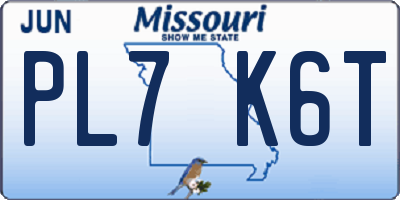 MO license plate PL7K6T