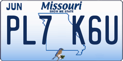 MO license plate PL7K6U