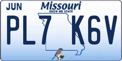 MO license plate PL7K6V