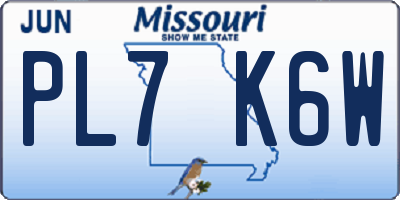 MO license plate PL7K6W