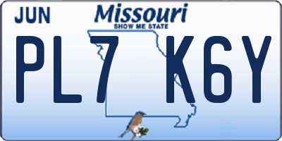 MO license plate PL7K6Y