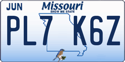 MO license plate PL7K6Z
