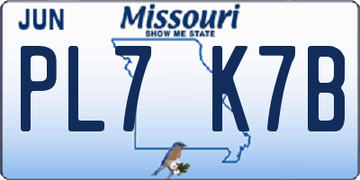 MO license plate PL7K7B
