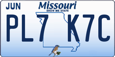 MO license plate PL7K7C