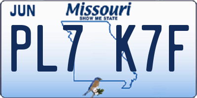 MO license plate PL7K7F