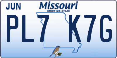 MO license plate PL7K7G