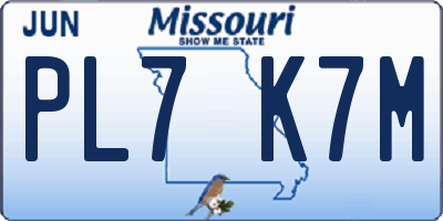 MO license plate PL7K7M