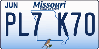 MO license plate PL7K7O