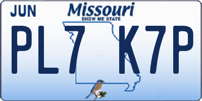 MO license plate PL7K7P