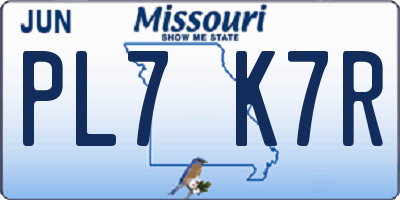 MO license plate PL7K7R