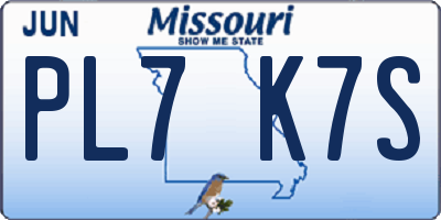 MO license plate PL7K7S