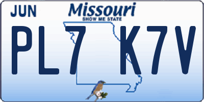 MO license plate PL7K7V