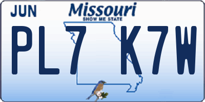 MO license plate PL7K7W