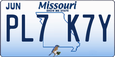 MO license plate PL7K7Y