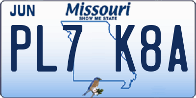 MO license plate PL7K8A