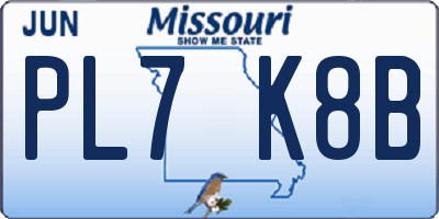 MO license plate PL7K8B
