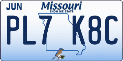 MO license plate PL7K8C