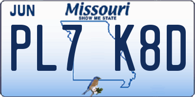 MO license plate PL7K8D