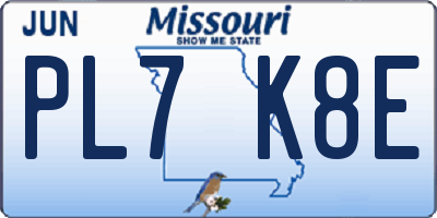 MO license plate PL7K8E