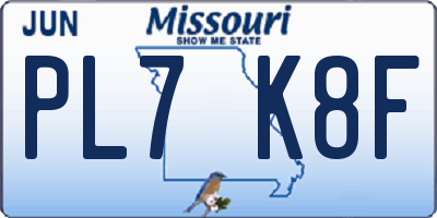 MO license plate PL7K8F