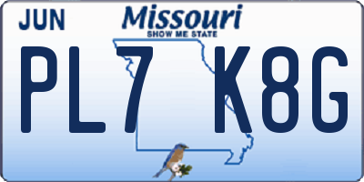 MO license plate PL7K8G