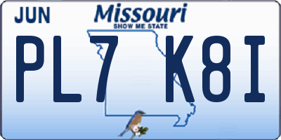 MO license plate PL7K8I
