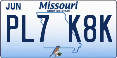 MO license plate PL7K8K