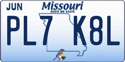 MO license plate PL7K8L
