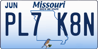 MO license plate PL7K8N