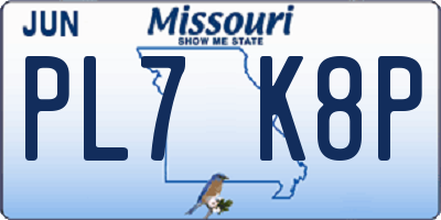 MO license plate PL7K8P