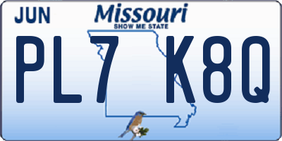 MO license plate PL7K8Q