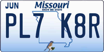 MO license plate PL7K8R