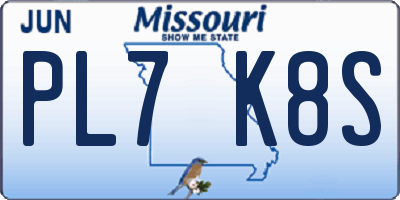 MO license plate PL7K8S