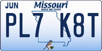 MO license plate PL7K8T