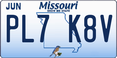 MO license plate PL7K8V
