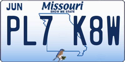 MO license plate PL7K8W
