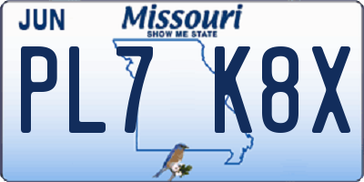 MO license plate PL7K8X