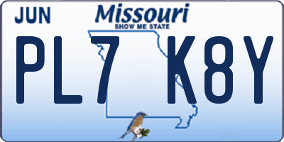 MO license plate PL7K8Y