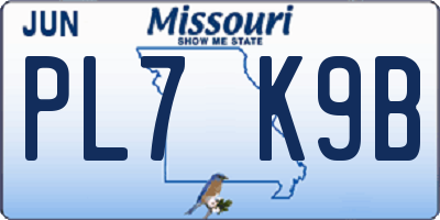 MO license plate PL7K9B