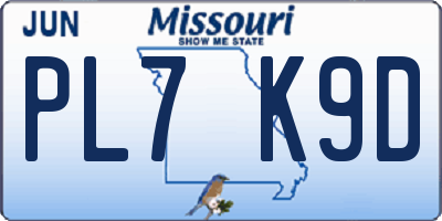 MO license plate PL7K9D