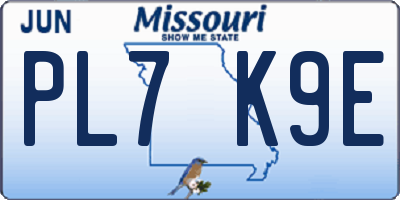 MO license plate PL7K9E