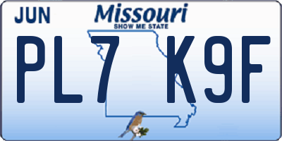 MO license plate PL7K9F