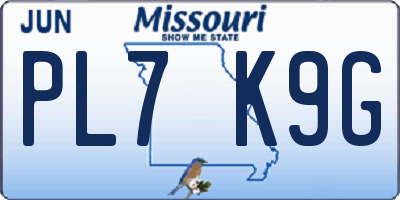 MO license plate PL7K9G