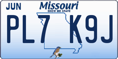 MO license plate PL7K9J