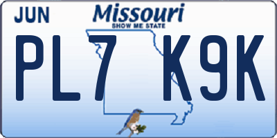 MO license plate PL7K9K