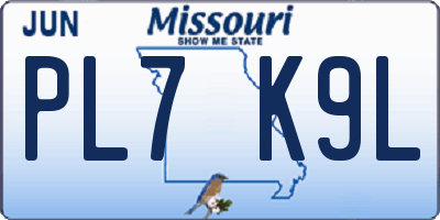 MO license plate PL7K9L