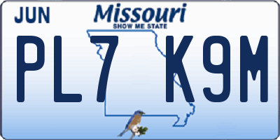 MO license plate PL7K9M