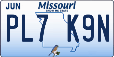 MO license plate PL7K9N